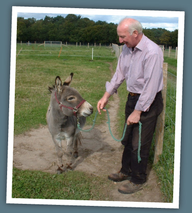 Mick leading Reg the miniature donkey